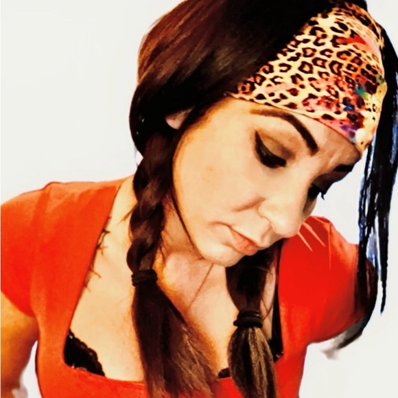 SOLD 🔥Leopard Print Tie Dye Wide Headband - Picture 4 of 5